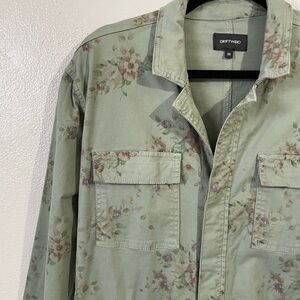 Driftwood Utility Jumpsuit Sage Floral Cotton Women Medium Button Front Coverall